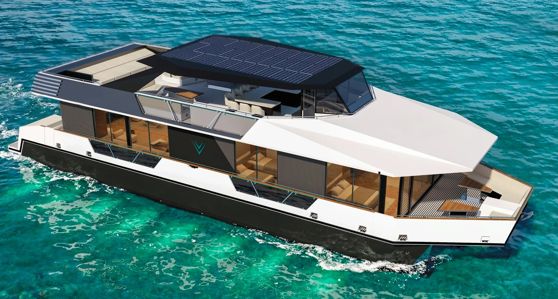 RISE 80 trimaran cruising over turquoise water